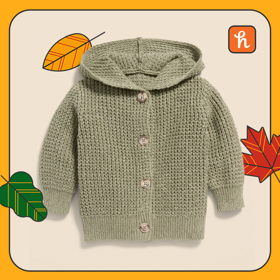 Hooded Button-Front Textured-Knit Cardigan for Baby