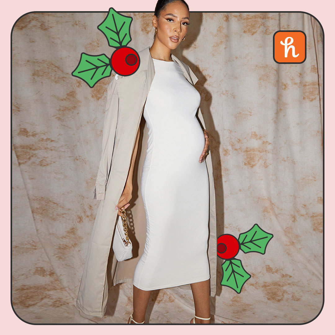 Maternity Cream Contour Jersey Short Sleeve Midi Dress